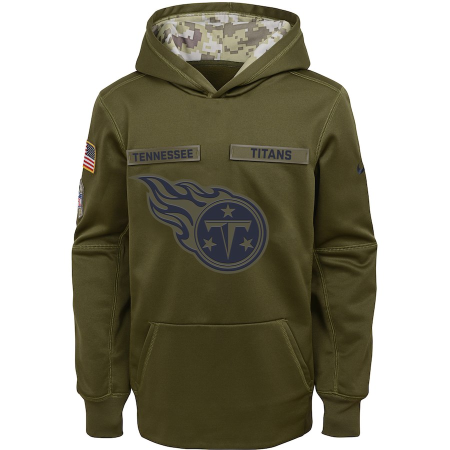 Youth Tennessee Titans Olive Salute to Service Pullover Performance NFL Hoodie